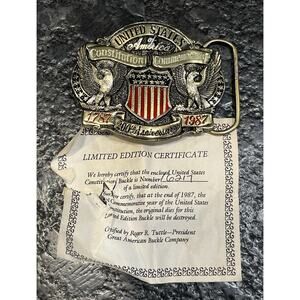 Vintage Belt Buckle 200 Anniversary 1787-1987 Constitution Commemorative Mens